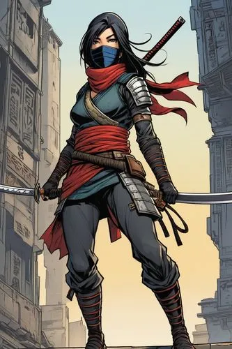 elektra,kunoichi,strider,assassin,kenshi,katana,swordswoman,huntress,rosita,karai,ninjas,aphra,revan,shinobi,aveline,ezio,female warrior,mulan,rahab,mcninja,Illustration,American Style,American Style 13