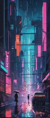 cyberpunk,tokyo city,tokyo,cityscape,shinjuku,taipei,colorful city,urban,shanghai,rainy,walking in the rain,neon arrows,alley,umbrellas,alleyway,vapor,hong kong,evening city,hk,in the rain,Art,Artistic Painting,Artistic Painting 43