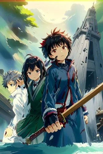 the character from spirited sword is holding a long stick,shinran,hiei,the three magi,gunbuster,escaflowne,earthsea,Anime,Anime,Traditional