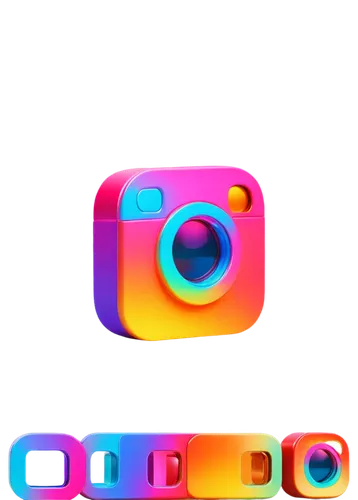 Instagram logo, white background, square shape, colorful gradient, camera lens icon, rounded corners, shiny surface, reflective material, 3D rendering, centered composition, soft lighting, vibrant col