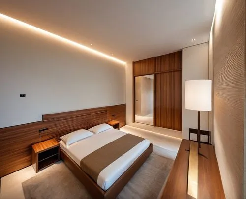 hotel bedroom , modern ,a bedroom with two white lights and a large bed,modern room,guestrooms,sleeping room,contemporary decor,interior modern design,bedroomed,Photography,General,Realistic