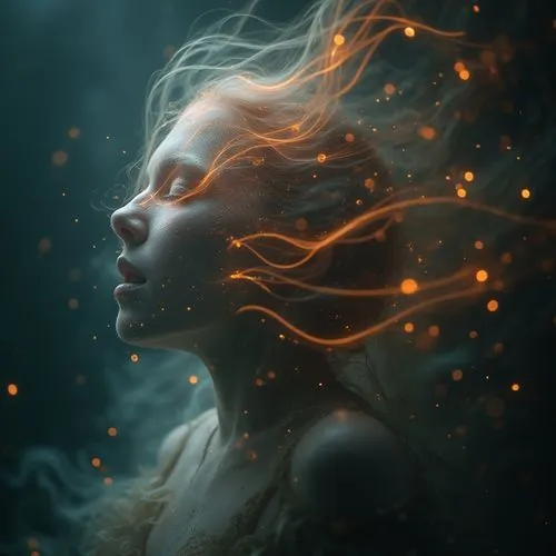 mystical portrait of a girl,flame spirit,fire dancer,burning hair,ignited,fire angel,Photography,Artistic Photography,Artistic Photography 01