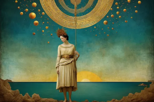 transistor,constellation lyre,heliosphere,zodiac sign libra,art deco woman,harmonia macrocosmica,dreams catcher,golden apple,adrift,horoscope libra,the zodiac sign pisces,zodiac sign gemini,hanging moon,birth sign,libra,geocentric,transistor checking,tightrope walker,celestial body,horoscope pisces,Illustration,Realistic Fantasy,Realistic Fantasy 35