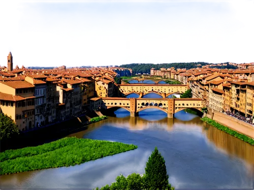 Florence scenery, Duomo cathedral, terracotta rooftops, Uffizi Gallery, Ponte Vecchio, Arno River, sunny afternoon, warm golden light, soft focus, 3/4 composition, shallow depth of field, romantic atm