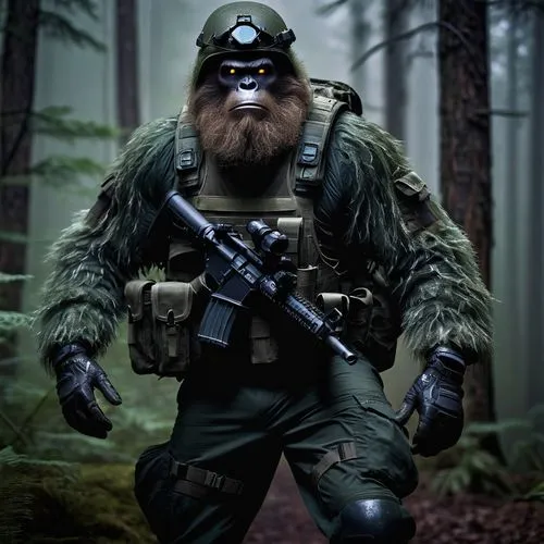 monkey soldier,war monkey,gorilla soldier,woodsman,nordic bear,red army rifleman,forest man,patrol,patrols,combat medic,military raptor,aaa,grenadier,chewbacca,parka,solo,war veteran,troop,ranger,bloodhound,Photography,Fashion Photography,Fashion Photography 16