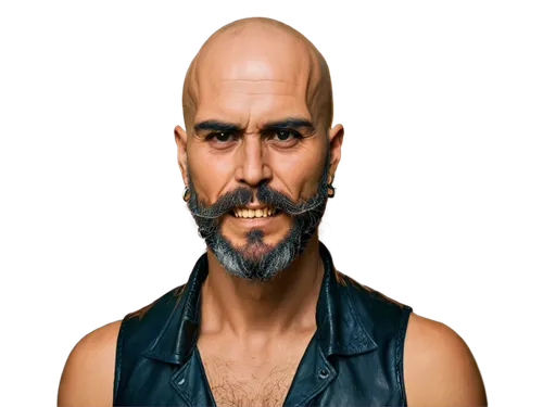 Pirate skull, detailed eye sockets, worn leather bandana, silver hoop earring, braided beard, golden tooth, rugged facial structure, weathered skin, subtle wrinkles, strong jawline, dimpled chin, dram