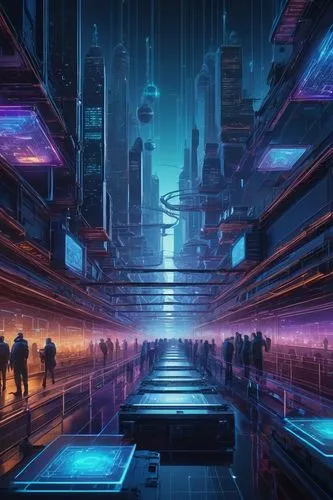 cybercity,futuristic landscape,cyberia,cyberport,cyberscene,cyberpunk,futuristic,metropolis,cybertown,scifi,cyberworld,dystopian,synth,sci - fi,cyberview,arcology,polara,coruscant,hypermodern,dystopia,Illustration,Realistic Fantasy,Realistic Fantasy 03