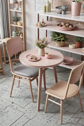 interior scene with similar colors and shapes for a dining room ,danish furniture,outdoor table and chairs,set table,dining table,barstools,folding table,sweet table,kitchen shop,scandinavian style,sm