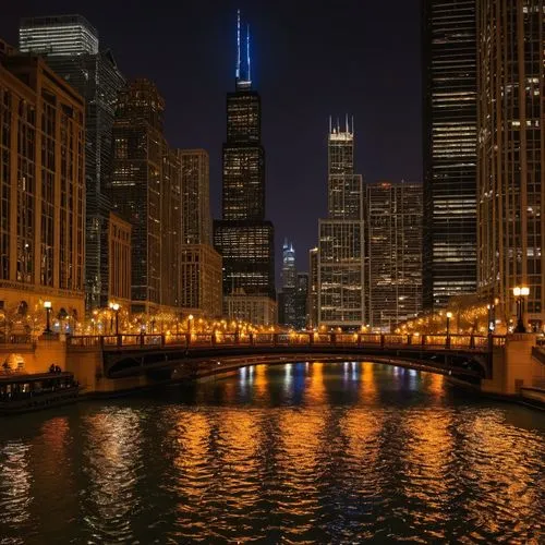 chicago night,chicago skyline,chicago,chicagoan,metra,chicagoland,detriot,city at night,streeterville,tribute in lights,dusable,sears tower,dearborn,chicago theatre,financial district,illinois,night lights,mke,city lights,night view,Art,Classical Oil Painting,Classical Oil Painting 22