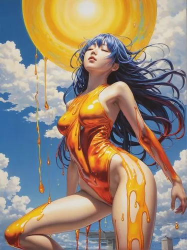 sun,promethea,sundancer,sol,sun god,hoshihananomia,daybreaker,tsuneo,solar,oshun,baoshun,radebaugh,mikan,sunchaser,sunquest,solariella,sunfeast,ishtar,flame spirit,solar plexus chakra,Illustration,Japanese style,Japanese Style 18