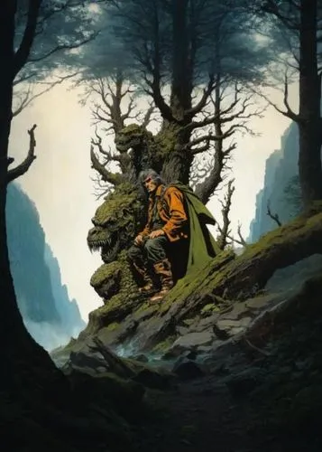 fangorn,treebeard,druidic,druidism,ploog,wrightson,forest man,corben,kashyyyk,hermits,greenslade,woodcreepers,jrr tolkien,ents,radagast,irminsul,woodcutting,ignagni,bisley,mirkwood