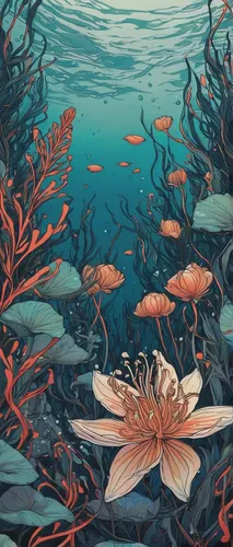 underwater background,koi pond,underwater landscape,coral reef,ocean floor,sea of flowers,ocean underwater,sea-life,school of fish,anemones,aquarium,koi fish,red anemones,tide pool,undersea,under the sea,sea carnations,芦ﾉ湖,ocean,fishes,Illustration,Black and White,Black and White 12