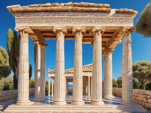 greek temple,roman temple,erechtheus,baalbek,temple of diana,doric columns,leptis,erechtheion,zappeion,ephesus,pallas athene fountain,laodicea,palmyra,temple of hercules,panathenaic,roman columns,celsus library,caesonia,amphipolis,artemis temple,Illustration,Retro,Retro 20