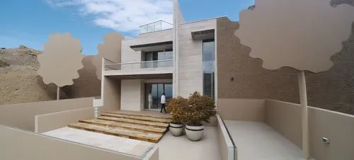 dunes house,fresnaye,stucco wall,travertine,stucco frame,modern house,Photography,General,Realistic