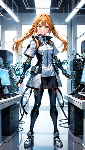 asuka langley soryu,cybernetics,heavy object,cyber,heavy cruiser,light cruiser,cpu,cyberspace,girl at the computer,magna,engineer,kantai collection sailor,anime 3d,operator,kotobukiya,kantai,carrier,kayano,cyborg,mechanical,Anime,Anime,Traditional