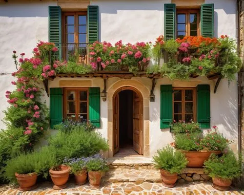 provencal life,provencal,sicily window,provence,window with shutters,greek island door,provencale,french windows,miniature house,south france,exterior decoration,cortile,auberge,traditional house,andalucia,puglia,grimaud,shutters,flower boxes,andalucian,Art,Classical Oil Painting,Classical Oil Painting 30