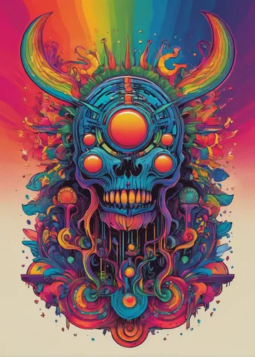 Design a psychedelic Radiohead logo with vibrant colors.,psychedelic art,sugar skull,psychedelic,skull allover,acid,calaverita sugar,hallucinogenic,lsd,skull drawing,skulls,death's-head,human skull,ca