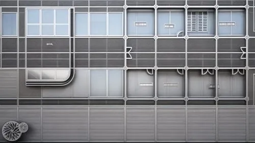 an apartment,apartment house,ventilation grid,apartment building,apartment block,multi storey car park,door-container,apartment,shared apartment,metallic door,arbitrary confinement,sliding door,apartments,appartment building,garage door,compartments,dormitory,block balcony,ventilation grille,window screen,Architecture,General,Modern,Innovative Technology 2