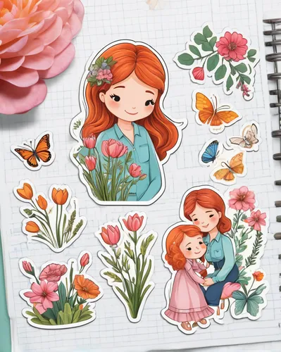 scrapbook flowers,clipart sticker,cartoon flowers,scrapbook clip art,sewing pattern girls,stickers,fairy tale icons,flower wall en,girl in flowers,floral doodles,ginger family,digiscrap,animal stickers,floral background,floral mockup,watercolor baby items,leaf icons,retro flowers,flower and bird illustration,floral greeting card,Unique,Design,Sticker