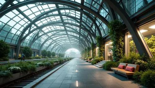 plant tunnel,conservatory,tunnel of plants,greenhouse,greenhouses,wintergarden,trainshed,winter garden,atriums,gardens by the bay,greenhouse effect,tube plants,carreau,glasshouse,train station passage,indoor,garden by the bay,conservatories,landscaped,walkway