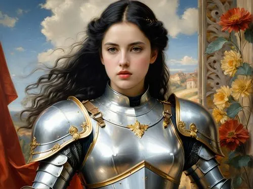 joan of arc,fantasy portrait,artemisia,portrait of christi,portrait of a girl,almudena,portrait background,fantasy woman,mary-gold,cepora judith,girl in a historic way,lacerta,paladin,della,fantasy art,catarina,portrait of a woman,jaya,eufiliya,dita,Conceptual Art,Fantasy,Fantasy 01