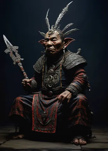 Paint a vivid picture of Zhu Bajie's transformation into a loyal guardian of a sacred artifact.,goki,samurai,shuanghuan noble,yi sun sin,samurai fighter,xing yi quan,shaman,sōjutsu,haegen,takuan,warlo