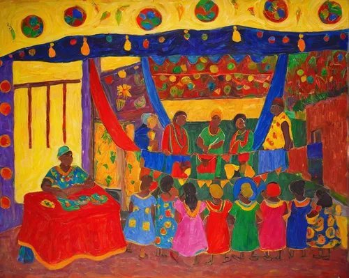 khokhloma painting,puppet theatre,indigenous painting,anmatjere women,murals,ramayana festival,folk art,church painting,vendors,theatre curtains,procession,theater curtain,church choir,audience,benin,nativity,peruvian women,indian festival,village festival,mural,Art,Classical Oil Painting,Classical Oil Painting 30