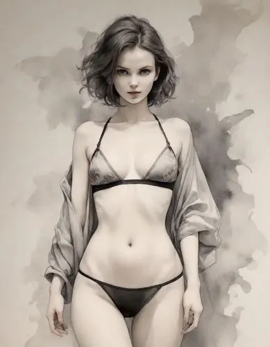 female body,female model,advertising figure,shapewear,objectification,beautiful woman body,Digital Art,Ink Drawing