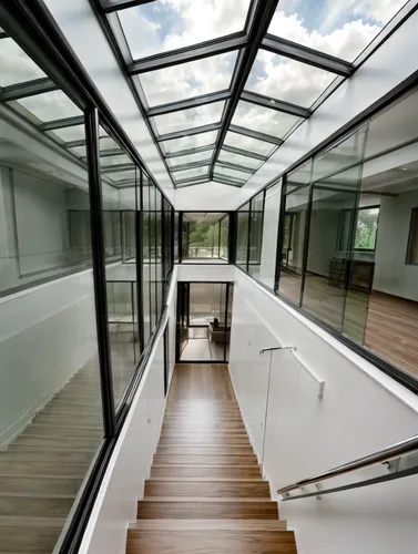 glass roof,structural glass,folding roof,daylighting,hallway space,glass wall,frame house,roof lantern,loft,landscape designers sydney,mirror house,cubic house,window film,skylight,glass facade,interi