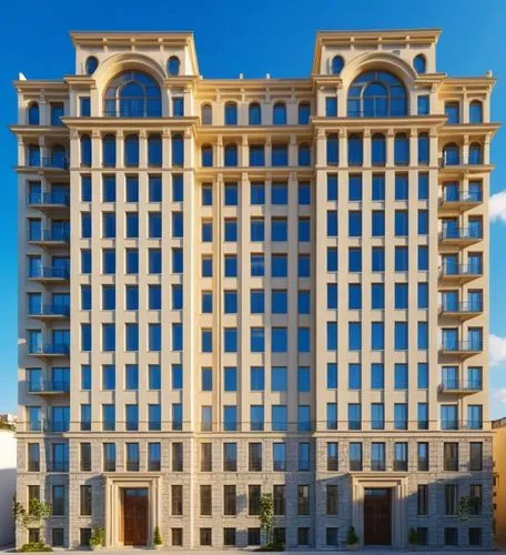 20 этажей. Жилой дом. Отделка светлый камень,the el front on the top of a hill,largest hotel in dubai,rotana,kempinski,grand hotel europe,corinthia,stalin skyscraper,Photography,General,Realistic