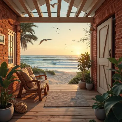 beach hut,seaside view,seaside country,beachfront,oceanfront,beach house,summer cottage,dream beach,tropical house,hideaways,seclude,ocean view,beach scenery,front porch,beach landscape,seaside,oceanview,hideaway,seaside resort,porch,Photography,General,Realistic