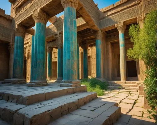 karnak temple,karnak,egyptian temple,ramesseum,qasr amra,qasr al kharrana,qasr,yazd,quasr al-kharana,edfu,qasr al watan,iranian architecture,persian architecture,mohtashemi,ctesiphon,colonnaded,dendera,peristyle,leptis,royal tombs,Illustration,Paper based,Paper Based 26