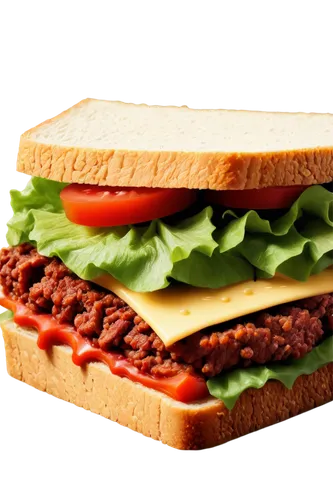 Delicious sandwich, fresh ingredients, crispy bread, juicy meat, melted cheese, lettuce, tomato, mayonnaise, ketchup, diagonal composition, shallow depth of field, soft natural light, appetizing color