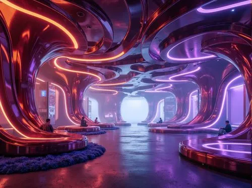 cyberia,futuristic art museum,ufo interior,futuristic landscape,labyrinthian,graecorum,3d render,silico,spaceship interior,lair,electric arc,3d fantasy,sanctum,fractal environment,cinema 4d,sensorium,space port,portal,futuristic,vortex