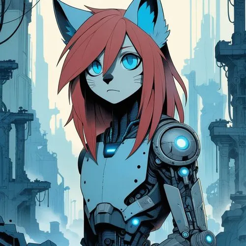 cyberdog,cortana,mae,celldweller,kat,klayton,Illustration,Japanese style,Japanese Style 08