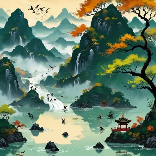 bird kingdom,oriental painting,mountain scene,landscape background,mountain landscape,cartoon video game background,mountainous landscape,shaoming,world digital painting,yiping,fantasy landscape,yunnan,autumn mountains,japan landscape,oriental,wudang,bird bird kingdom,wenhao,japanese mountains,wenchuan,Unique,Design,Logo Design