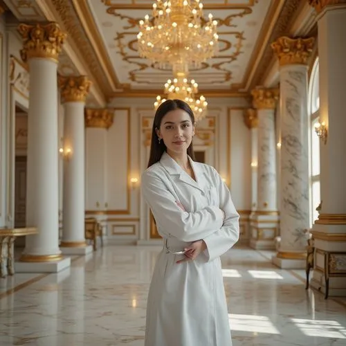 Dental clinic, Classicism style, elegant marble floors, ornate gold-plated decorations, luxurious wooden panels, intricate carvings, symmetrical composition, soft warm lighting, subtle shadows, dentis