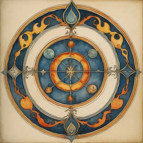 dharma wheel,wind rose,harmonia macrocosmica,astrolabe,silmarils,mandala framework,circular star shield,compass rose,rosicrucians,sacred geometry,rosicrucianism,circular ornament,stargates,geocentric,motifs of blue stars,roundels,copernican,maiolica,zodiac,sigillum,Illustration,Paper based,Paper Based 29