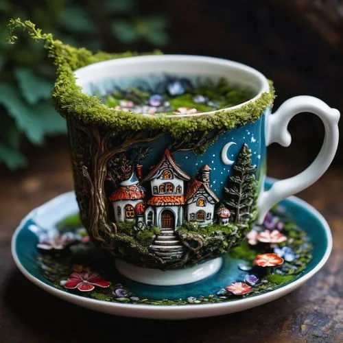 miniature house,porcelain tea cup,tea art,tea cup,teacup,cup and saucer,teacup arrangement,vintage tea cup,tea cups,a cup of tea,cuppa,tea time,teatime,cup of cocoa,cup of tea,little house,beautiful home,coffee mugs,lucky tea,fairy house,Photography,General,Fantasy