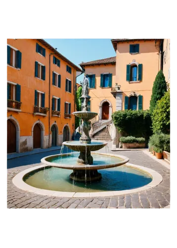 Colorful Italy, ancient architecture, historic landmarks, grand fountain, ornate statues, vintage lanterns, stone pavement, sunny afternoon, soft warm lighting, cinematic composition, 3/4 view, shallo