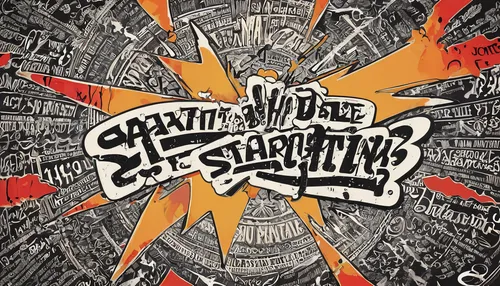 During a heated argument, a frustrated individual challenges their opponent, 'Wanna be startin' somethin'? Let's settle this once and for all.',stabbing,starup,cd cover,shaolin kung fu,hand lettering,