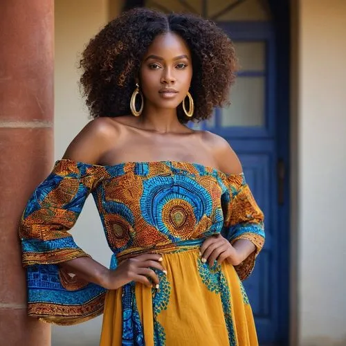 hermosa mujer africana natural super modelo de 20 años en un apartamento de lujo en África. Tiene la piel morena natural, sin maquillaje. Tiene el cabello largo, rizado y afro natural que cae sobre su