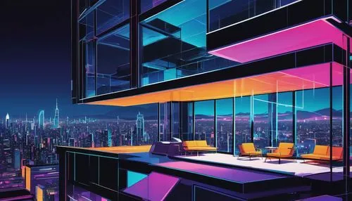 sky apartment,colorful city,cityscape,cybercity,penthouses,density,hypermodern,futuristic landscape,microdistrict,cybertown,futuristic architecture,modern office,city at night,highrises,mainframes,block balcony,high rises,ctbuh,high rise,skyloft,Illustration,Vector,Vector 03