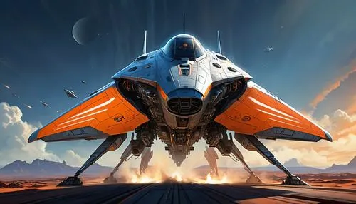 starfighter,gradius,kharak,thunderjet,ramjet,interceptor,dreadnaught,jetfighter,rocinante,vulcania,starfighters,thunderhawk,spaceplane,robotech,forerunner,falcon,fast space cruiser,starhawk,dropship,gunrunners,Illustration,Realistic Fantasy,Realistic Fantasy 01