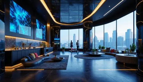 penthouses,luxury home interior,interior modern design,sky apartment,modern decor,interior design,glass wall,livingroom,interior decoration,apartment lounge,modern living room,modern room,lobby,great room,living room,hallway space,contemporary decor,luxury hotel,skyloft,luxury bathroom