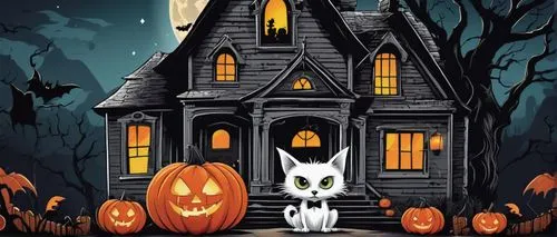 halloween poster,halloween illustration,halloween background,halloween cat,halloween owls,halloween vector character,halloween wallpaper,houses clipart,witch's house,halloween scene,halloween and horror,the haunted house,halloween black cat,witch house,halloween travel trailer,haunted house,halloween ghosts,halloween pumpkin gifts,halloween decor,halloween border,Illustration,Black and White,Black and White 01