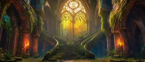 hall of the fallen,rivendell,mirkwood,labyrinthian,alfheim,fantasy picture,nargothrond,sanctum,threshhold,elven forest,fantasy landscape,the threshold of the house,portal,elfland,haunted cathedral,arenanet,undercity,erebor,fantasy art,holy forest,Conceptual Art,Oil color,Oil Color 23