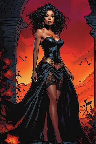 scarlet witch,black woman,background ivy,goddess of justice,fantasy woman,black women,african american woman,rosa ' amber cover,queen of the night,black widow,dark angel,queen,black jane doe,femme fatale,sorceress,a woman,the enchantress,widow,brandy,starfire,Unique,Design,Character Design