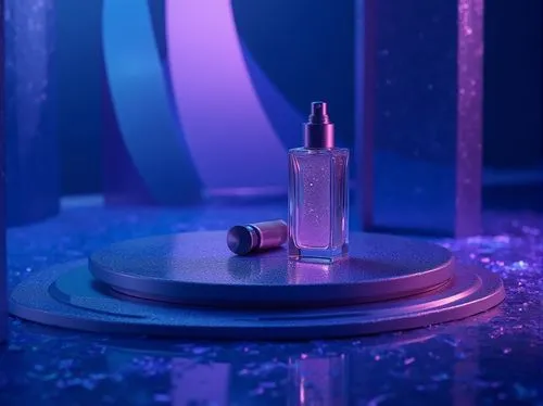 perfume bottle,vapor,fragrance,parfum,creating perfume,cosmetics counter,cosmetics,synthetic,ultraviolet,cinema 4d,3d render,purple blue ground,isolated bottle,tiny world,riviera,perfumer,purpleabstract,a drop,blender,spray candle,Photography,General,Realistic