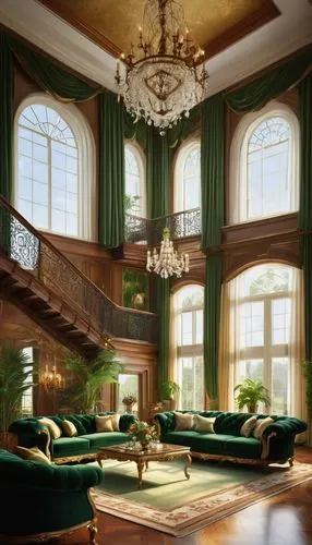 luxury home interior,sitting room,ornate room,living room,great room,livingroom,victorian room,interior design,greenbriar,interior decoration,family room,furnishings,parlor,clubroom,interior decor,dreamhouse,beautiful home,interiors,banisters,furniture,Illustration,Realistic Fantasy,Realistic Fantasy 32